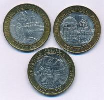 Oroszország 2002. 10R bimetál (3xklf) az Ősi orosz városok sorozat teljes évfolyama, benne: Derebent...