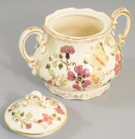 Zsolnay pillangó mintás cukortartó, jelzett, hibátlan, m: 10 cm