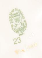 Zsolnay aranykontúrozott virágmintás bonbonier, jelzett, hibátlan, d: 9 cm