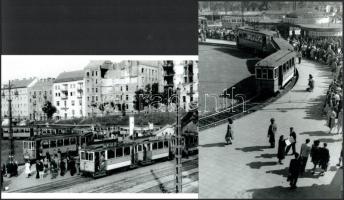 cca 1970 előtti felvételek a budapesti Széll Kálmán/Moszkva tér forgalmáról, villamos, 2 db modern nagyítás, jelzés nélkül, 15x21 cm és 21x15 cm