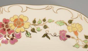 Zsolnay pillangó mintás süteményes készlet. Hat személyes. Kézzel festett, jelzett, hibátlan