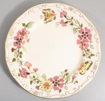 Zsolnay pillangó mintás süteményes készlet. Hat személyes. Kézzel festett, jelzett, hibátlan