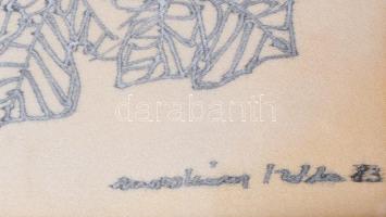 Macskássy Izolda (1945-2021): Ádventi hangulat. Vegyes technika, selyem, jelezve jobbra lent. Üvegez...