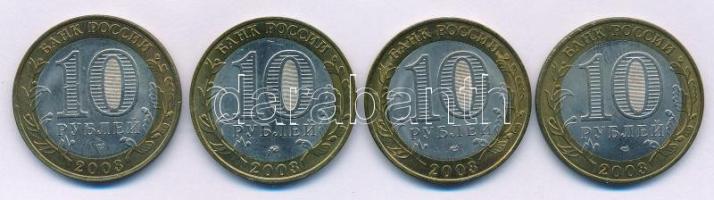 Oroszország 2003. 10R bimetál (4xklf) az Ősi orosz városok sorozat teljes évfolyama, benne: Pszkov, Murom, Kasimov, Dorogobuzs T:AU Russia 2003. 10 Rubles bi-metallic (4xdiff) full set of 2003 from the Ancient Towns of Russia series: Pskov, Murom, Kasimov, Dorogobuzh C:AU Krause Y#800, Y#817, Y#818, Y#819