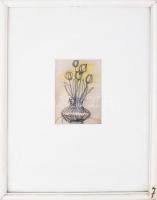 Macskássy Izolda (1945-2021): Virágok. Vegyes technika, selyem, jelzés nélkül. Üvegezett fakeretben....