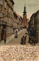 1903 Pozsony, Pressburg, Bratislava; Mihály kapu utca, üzletek. Loius Koch / street, shops (EM)