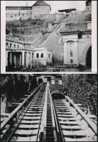 cca 1880 Várhegyi gőzsikló, az alagút mellett a Budai Népszínház épülete, 2 db modern nagyítás, jelzés nélkül, 15x21 cm