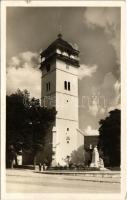1951 Rozsnyó, Roznava; Mestská veza / Rákóczi őrtorony, Gróf Andrássy Dénesné szobra / watchtower, statue (kis szakadás / small tear)