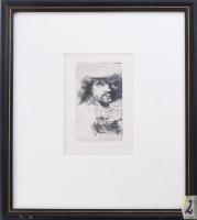Jelzés nélkül, Rembrandt után: Arckép. Rézkarc, papír. Üvegezett fakeretben. 10x5,5 cm