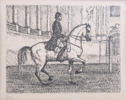 Olvashatatlan jelzéssel: Lovas. Nyomat, papír. Üvegezett fakeretben. 10,5x13 cm.