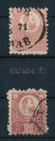 1871 Kőnyomat 5kr "GYŐR / RAAB" kétnyelvű bélyegzéssel + Réznyomat 5kr a homlokon festékfolttal