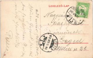 1912 Segesvár, Schässburg, Sighisoara; Piac tér az evangélikus gimnáziummal, F. Lingner, H. Gross, ü...