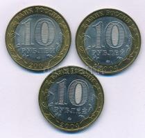 Oroszország 2004. 10R bimetál (3xklf) az Ősi orosz városok sorozat teljes évfolyama, benne: Rjazsszk, Dmitrov, Kem T:AU Russia 2004. 10 Rubles bi-metallic (3xdiff) full set of 2004 fromt the Ancient Towns of Russia series: Ryazhsk, Dmitrov, Kem C:AU Krause Y#824, Y#825, Y#826