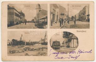 Storozhynets, Storojinet, Storoschynez, Storozyniec, Storozynetz (Bukovina, Bucovina, Bukowina); Primaria, Str. Cernautilor, Bisericile, Gara. B. Zimmet / town hall, street, shops, church, railway station (Rb)