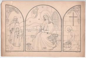 Dabis Blanka, Ferenczy Jenőné (1909-1980), 4 db mű: Szárnyasoltár terve, Szent Margit alakjával, 193...