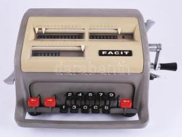 1954 Facit Calculating Machine, jelzett, jó állapotban, 30x15 cm