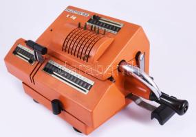 cca 1970 Calcorex 403 magyar-jugoszláv gyártású mechanikus számológép, jó állapotban, 32x13 cm