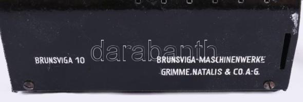 1932-1945 Brunsviga 10 mechanikus számológép, 18x23 cm