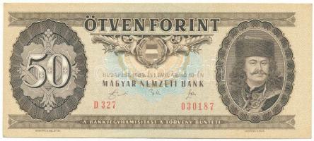 1989. 50Ft "D 327 030187" enyhén elcsúszott nyomattal T:XF Adamo F25