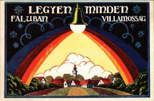 Legyen minden faluban villamosság! Faluszövetség kiadása 2. sz.; Agrolux propganda lap / Hungarian electricity propaganda card s: László (EK)