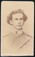 cca 1865 II. Lajos bajor király (1845-1886) portréja, keményhátú fotó Oscar Kramer bécsi műterméből, vágott karton, 10×6 cm