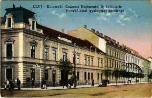 1940 Kolozsvár, Cluj; Casarma Regimentul 83 Infanterie / Honvéd utcai gyalogsági kaszárnya, laktanya / infantry barracks + "1940 KOLOZSVÁR VISSZATÉRT" So. Stpl. (ázott / wet damage)