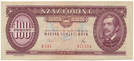 1975. 100Ft "B 145 021354" nyomdai papírráncokkal T:XF Adamo F33