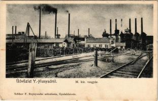 1910 Vajdahunyad, Hunedoara; M. kir. vasgyár, iparvasút. Schäser F. fénynyomdai műintézete / ironworks, iron factory, industrial railway (kis szakadás / small tear)