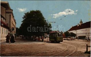 Nagyszeben, Hermannstadt, Sibiu; Hermannsplatz / Hermann tér, villamos / square, tram