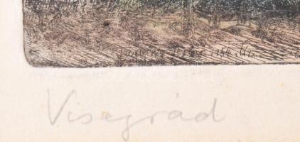 Jánossy Ferenc (1926-1983): Visegrádi Salamon-torony. Színezett rézkarc, papír, jelzett, apró felüle...