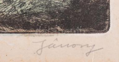 Jánossy Ferenc (1926-1983): Visegrádi Salamon-torony. Színezett rézkarc, papír, jelzett, apró felüle...