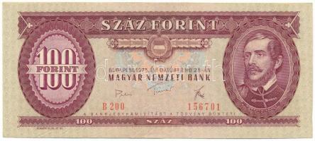 1975. 100Ft "B 200 156701" nyomdai papírráncokkal T:XF Adamo F33