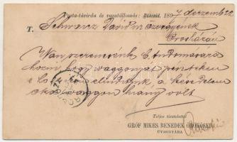 1897 Sepsibükszád, Bükszád, Bixad (Háromszék megye); Gróf Mikes Benedek örökösei üveggyára reklám / glass factory's advertising postcard (EB)