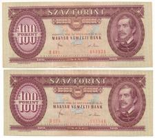 1980. 100Ft (2x) alacsony sorozatszámokkal "B 001" és "B 005" T:XF Adamo F34