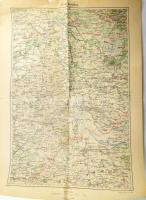 1926 Munkács környékének katonai térképe, 1 : 200.000, M. Kir. Állami Térképészet, lapszéli sérülésekkel, 63x46,5 cm