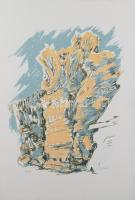 Szilárd Klára (Claire Szilard, 1921-2017): A sivatag (grafikai mappa 12 lappal). Szitanyomat, papír, mindegyik laponként jelzett és számozott: 52/75. "Demenga" Kiadóvállalat, Basel, 1988. Kiadói kissé szakadt karton mappában és háromnyelvű kísérőszöveggel. Lapméret: 56×38 cm