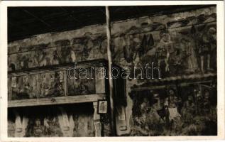 1941 Gelence, Gälänz, Ghelinta; 600 éves római katolikus templom belső freskókkal. Lénárd fényképész kiadása / Catholic church interior with frescos