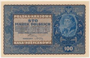 Lengyelország 1919. 100M "TJ A 400478" T:AU Poland 1919. 100 Marek "TJ A 400478" C:AU Krause 27.