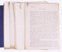 Bálint Lajos, szül. Bleier (1886-1974) műkritikus, dramaturg, író, műfordító, a Thália Társaság egyik megalapítójának és titkárának hagyatékából 8 db gépelt kézirat, színház témában ("A Thália Társaság", "A legszebb szinésznő /Hegyesi Mari/", stb.), vegyes állapotban