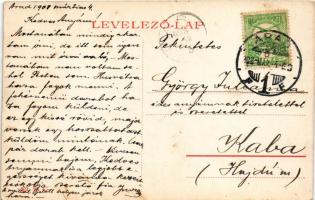 1908 Arad, Andrássy tér és Weitzer János utca sarok, Központi Divatáruház, piac. W. L. 502. / square...