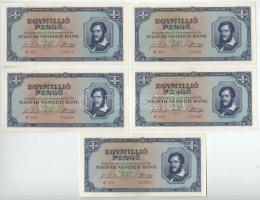 1945. 1.000.000P (5x) sorszámkövetők "N 458 012679 - N 458 012683" T:AU Adamo P25