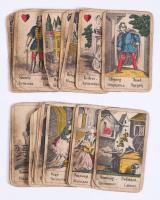 Vetőkártya, jóskártya pakli. 28 darabos néháyn sérült lappal XIX, sz
