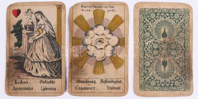 Vetőkártya, jóskártya pakli. 28 darabos néháyn sérült lappal XIX, sz