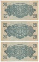 1944. 20P "A Vöröshadsereg Parancsnoksága" (3x) sorszámkövetők "CE 260444 - CE 260446...