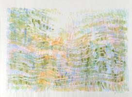 Wagner János (1936-2022): A vizek természetéről II. Akvarell, papír, jelezve jobbra lent: Wagner. Hátoldalán autográf felirattal. 50×70 cm.