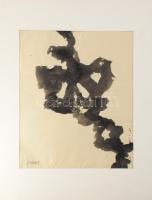 Wagner János (1936-2022): Levelek Japánból I. Tus, papír, jelezve balra lent: Wagner. Paszpartuban. Hátoldalán autográf felirattal. 48×37 cm.