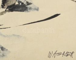 Wagner János (1936-2022): Levelek Japánból II. Tus, papír, jelezve balra lent: Wagner. Paszpartuban....