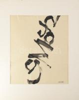 Wagner János (1936-2022): Levelek Japánból III. Tus, papír, jelezve balra lent: Wagner. Paszpartuban. Hátoldalán autográf felirattal. 47,5×36 cm.