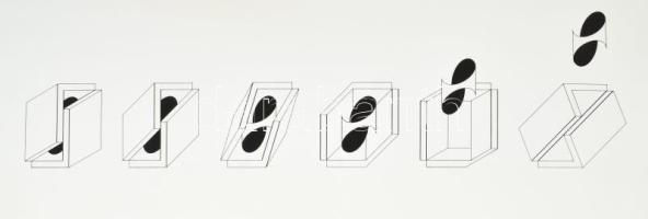 Kovács Attila (1938-2017): Geometria, 1969. Szitanyomat, papír, jelzett és számozott (36/75) a hátoldalán, lapméret: 29,5x84 cm. Ritka, korai grafika az életműből! / screenprint on paper, signed and numbered (36/75) on the reverse