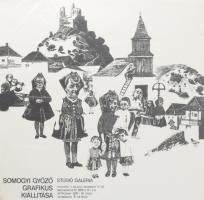 1975 Somogyi Győző grafikus kiállítása, Stúdió Galéria, plakát, papír. Lapszéli apró szakadásokkal. ...